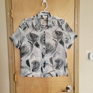 Voir Collection Button Up Womens Blouse L Short Sleeve